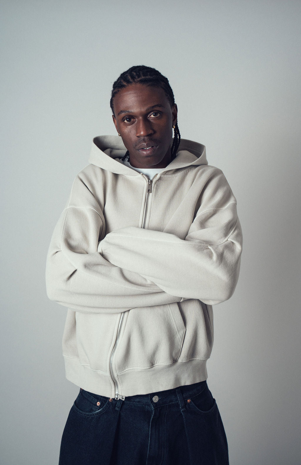 Invis-Able Athletic Zip Hoodie Beige | ODD EVEN