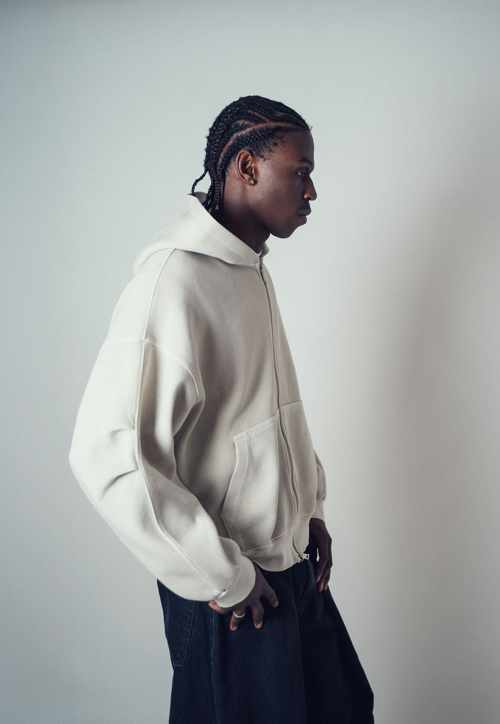 Invis-Able Athletic Zip Hoodie Beige | ODD EVEN