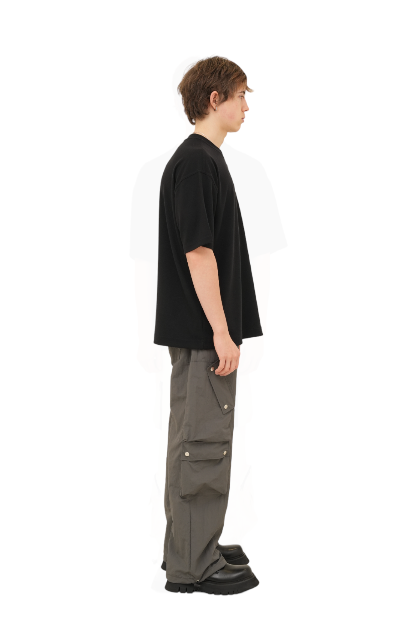 Game Snap Button Detail Cargo Pants Charcoal
