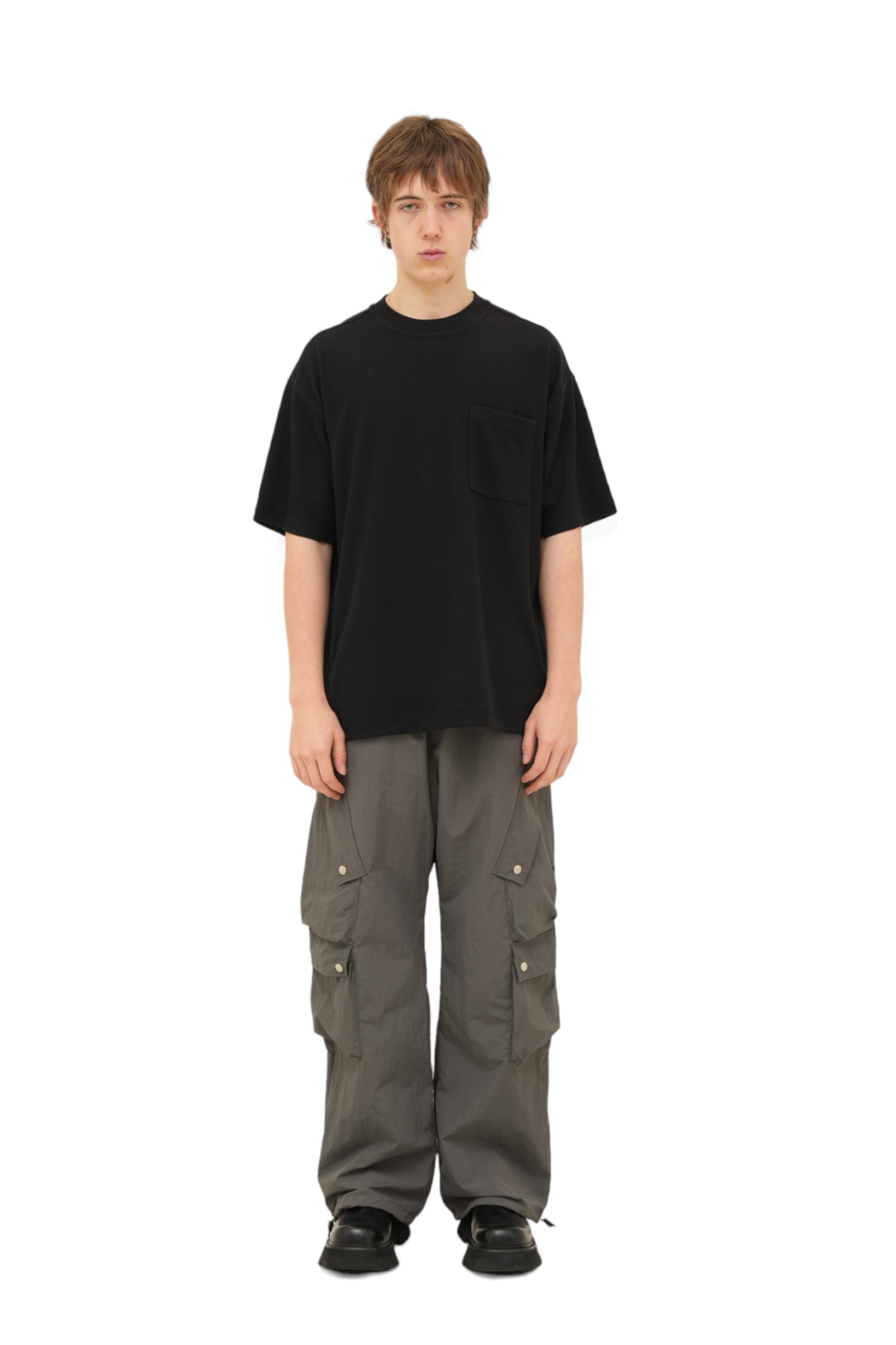 Game Snap Button Detail Cargo Pants Charcoal