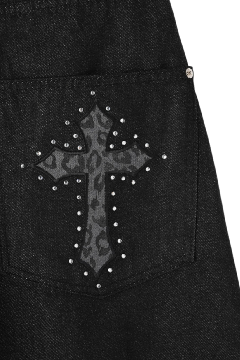Develop Korea Gothic Cross Jeans Black | ODD EVEN