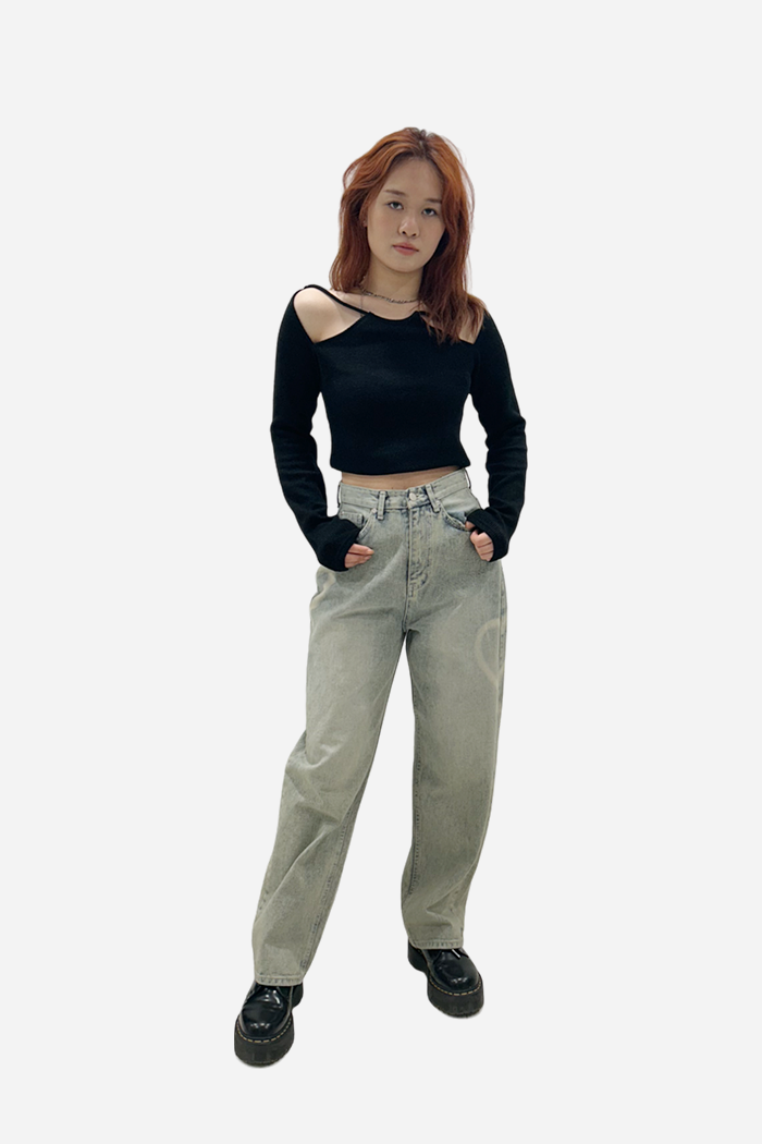 Develop Korea Hearts Collide Jeans Light Blue | ODD EVEN