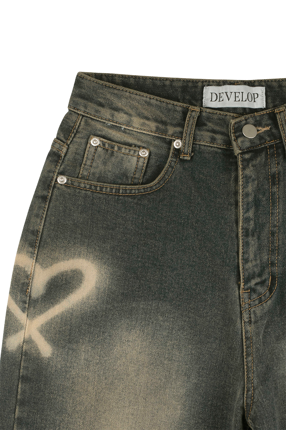 Develop Korea Hearts Collide Jeans Navy | ODD EVEN
