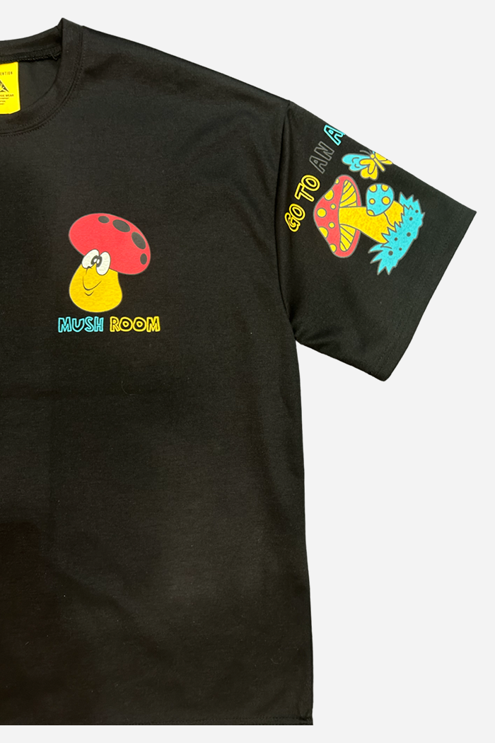 By Attention Mush Room T-Shirt Black | ODD EVEN
