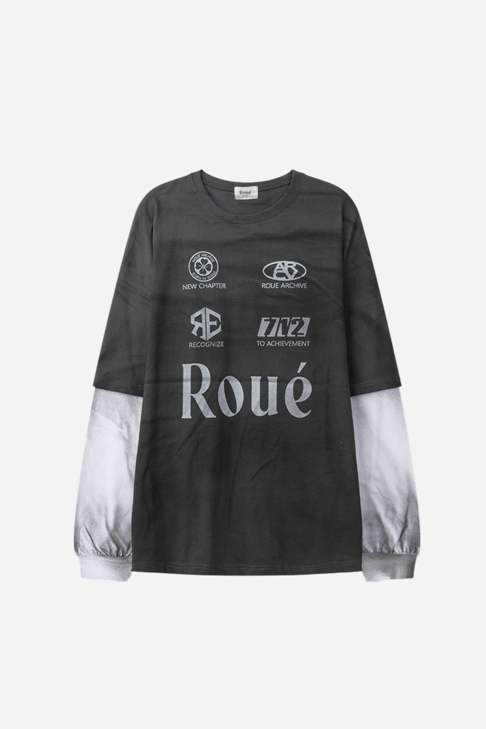 Roue Stamps Washed L/S Charcoal