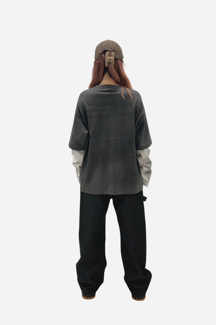 Roue Stamps Washed L/S Charcoal