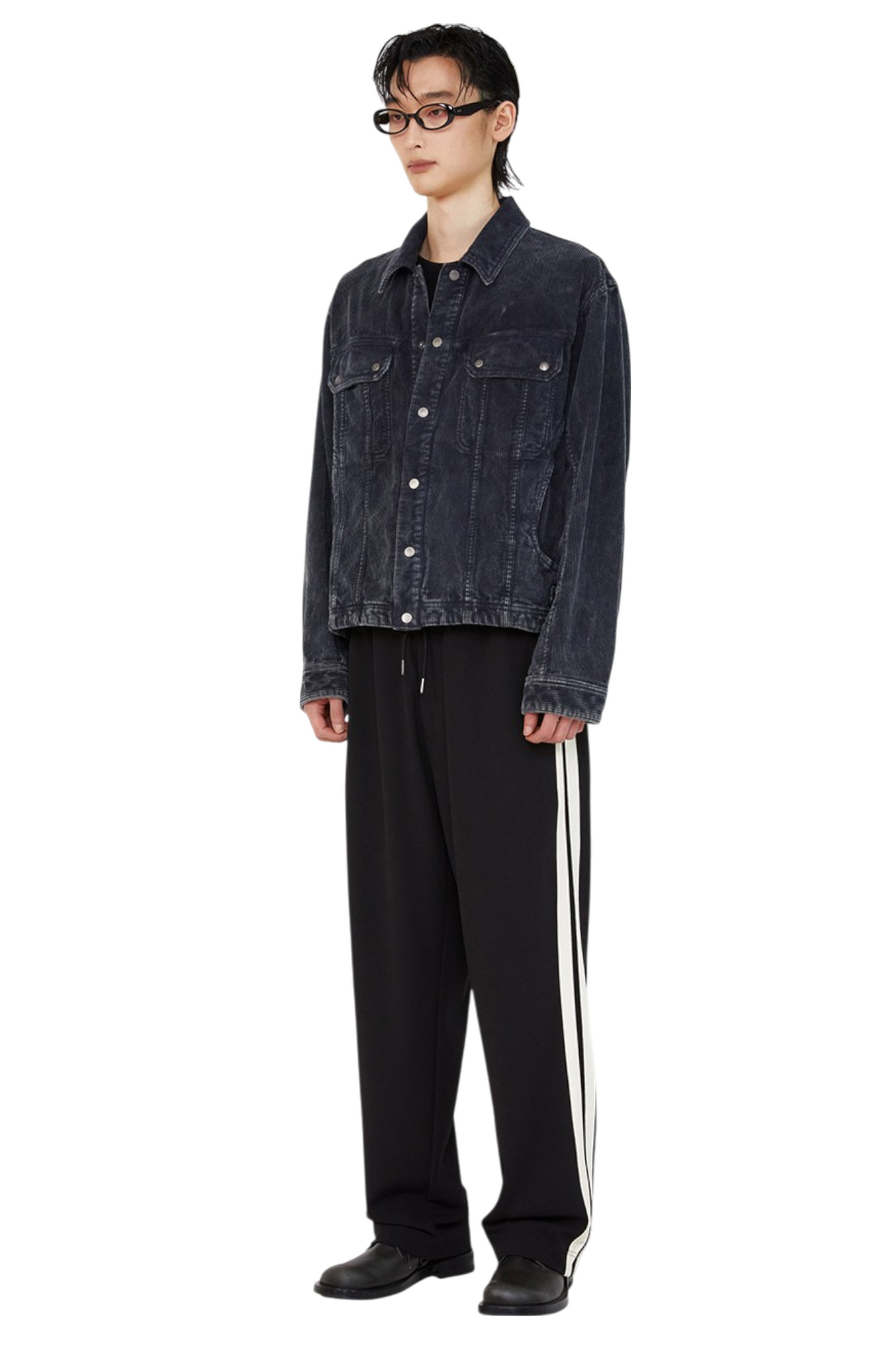 Ilcorso Washed Corduroy Trucker Jacket Charcoal | ODD EVEN