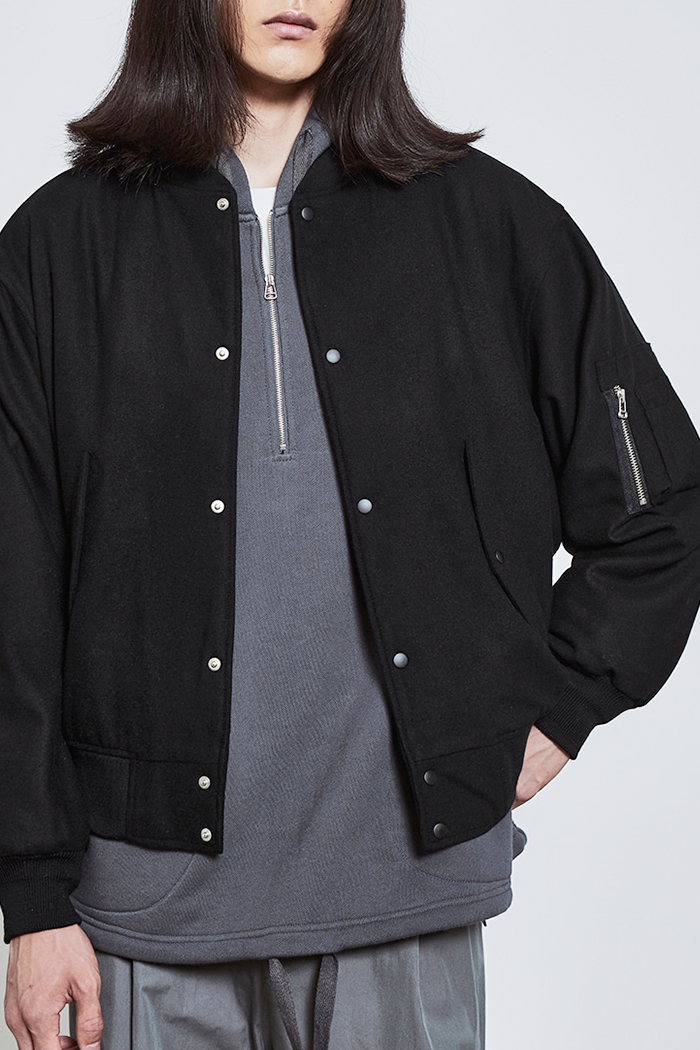 LJG Wool MA-1 Blouson Black | ODD EVEN