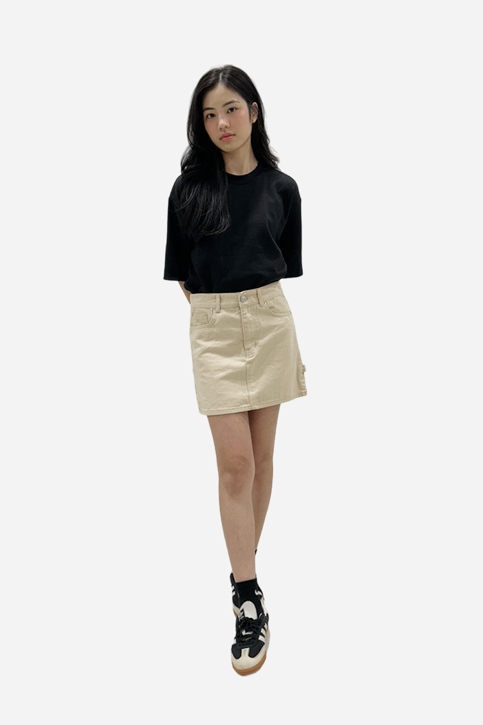 Develop Korea Yumi Mini Skirt Tan | ODD EVEN