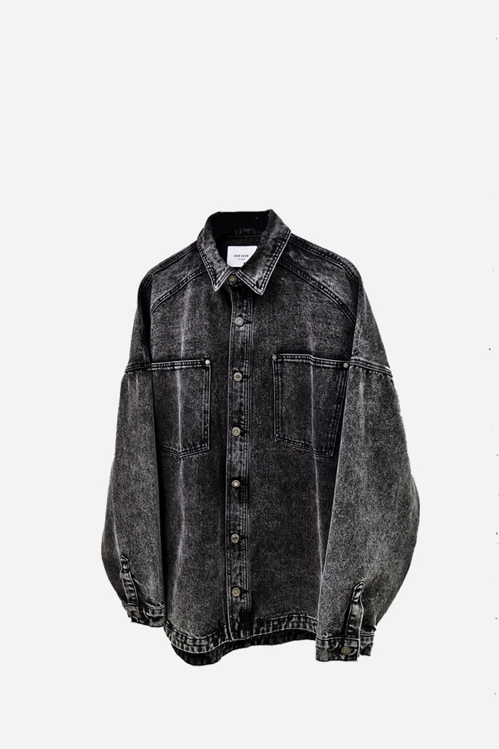 Washed Crop Denim Shirt l ODD EVEN