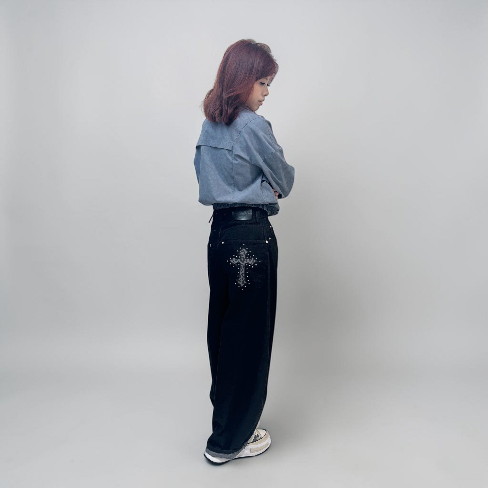 Develop Korea Gothic Cross Jeans Black | ODD EVEN
