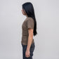 Askhaki Seoul Off Shoulder Top Brown | ODD EVEN