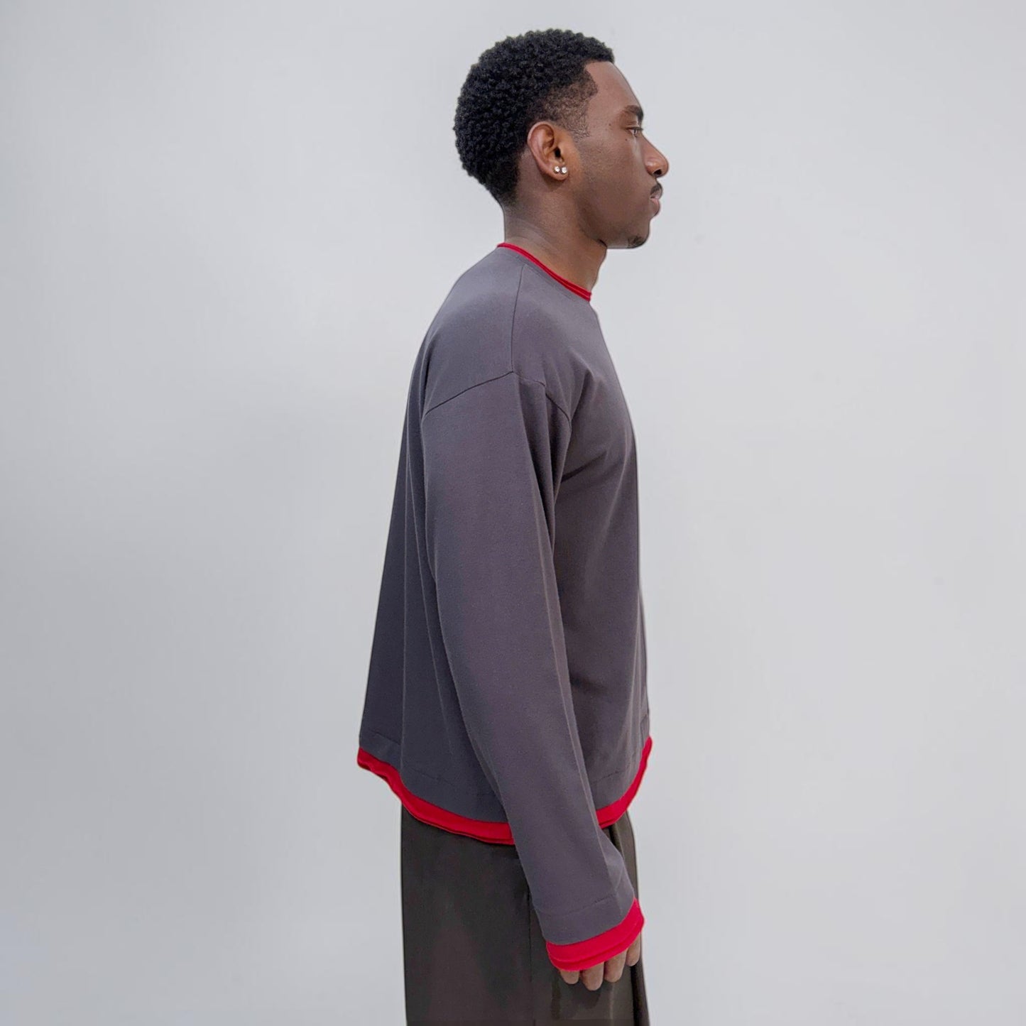 By Attention Double Up L/S Grey/Red | ODD EVEN