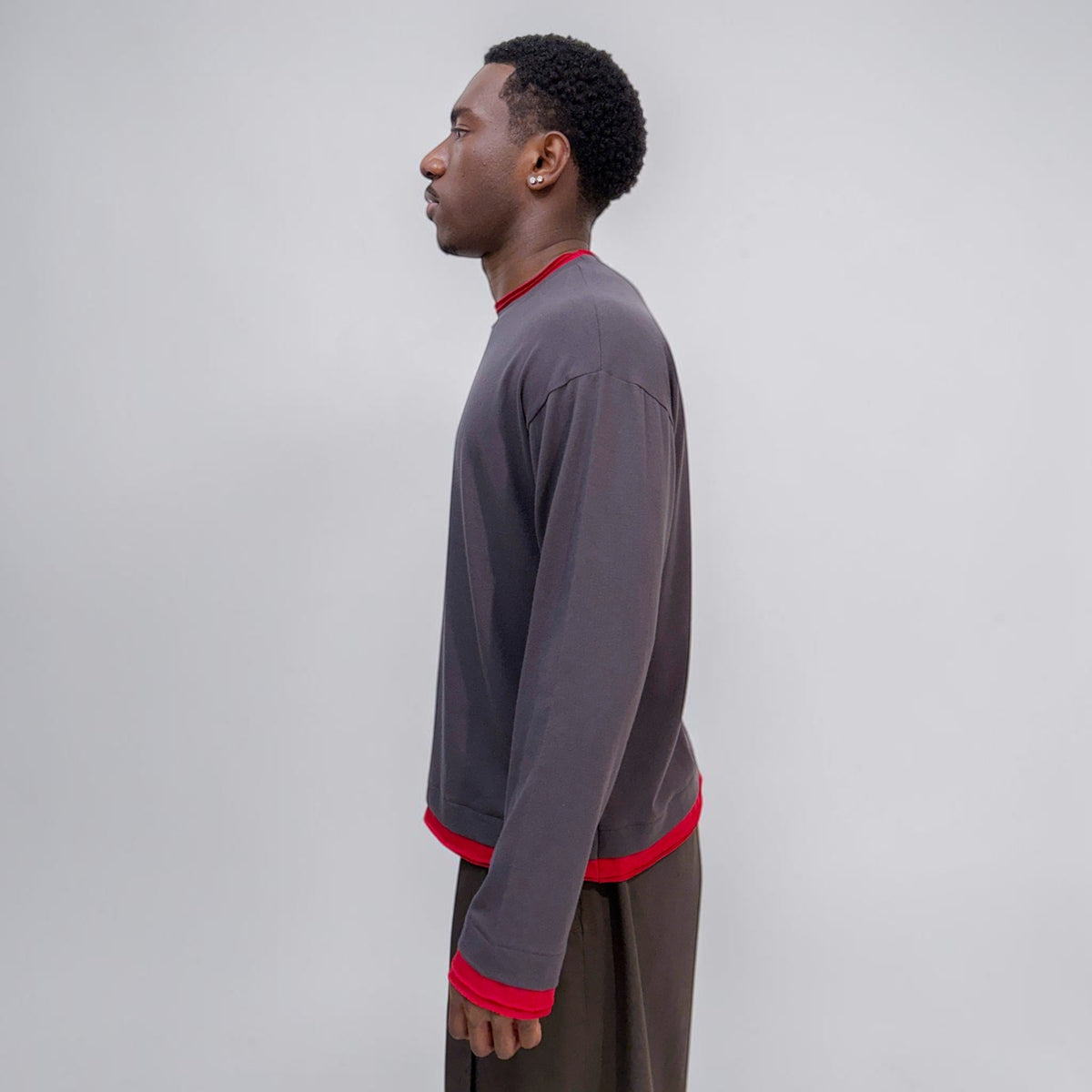By Attention Double Up L/S Grey/Red | ODD EVEN