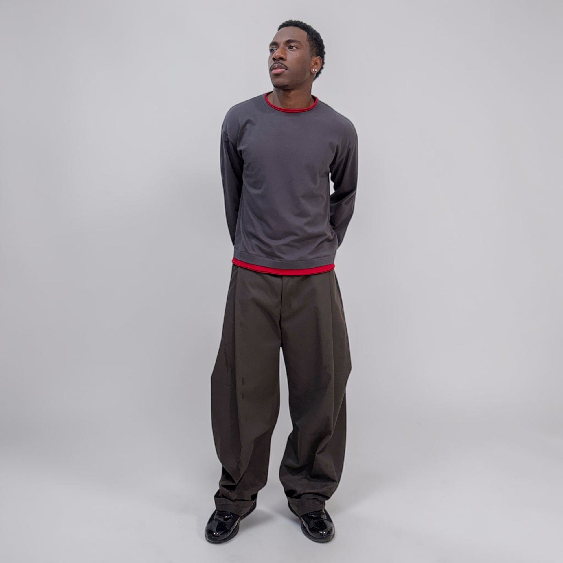 By Attention Double Up L/S Grey/Red | ODD EVEN
