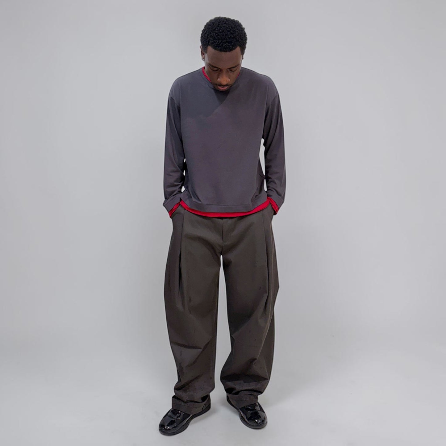 By Attention Double Up L/S Grey/Red | ODD EVEN