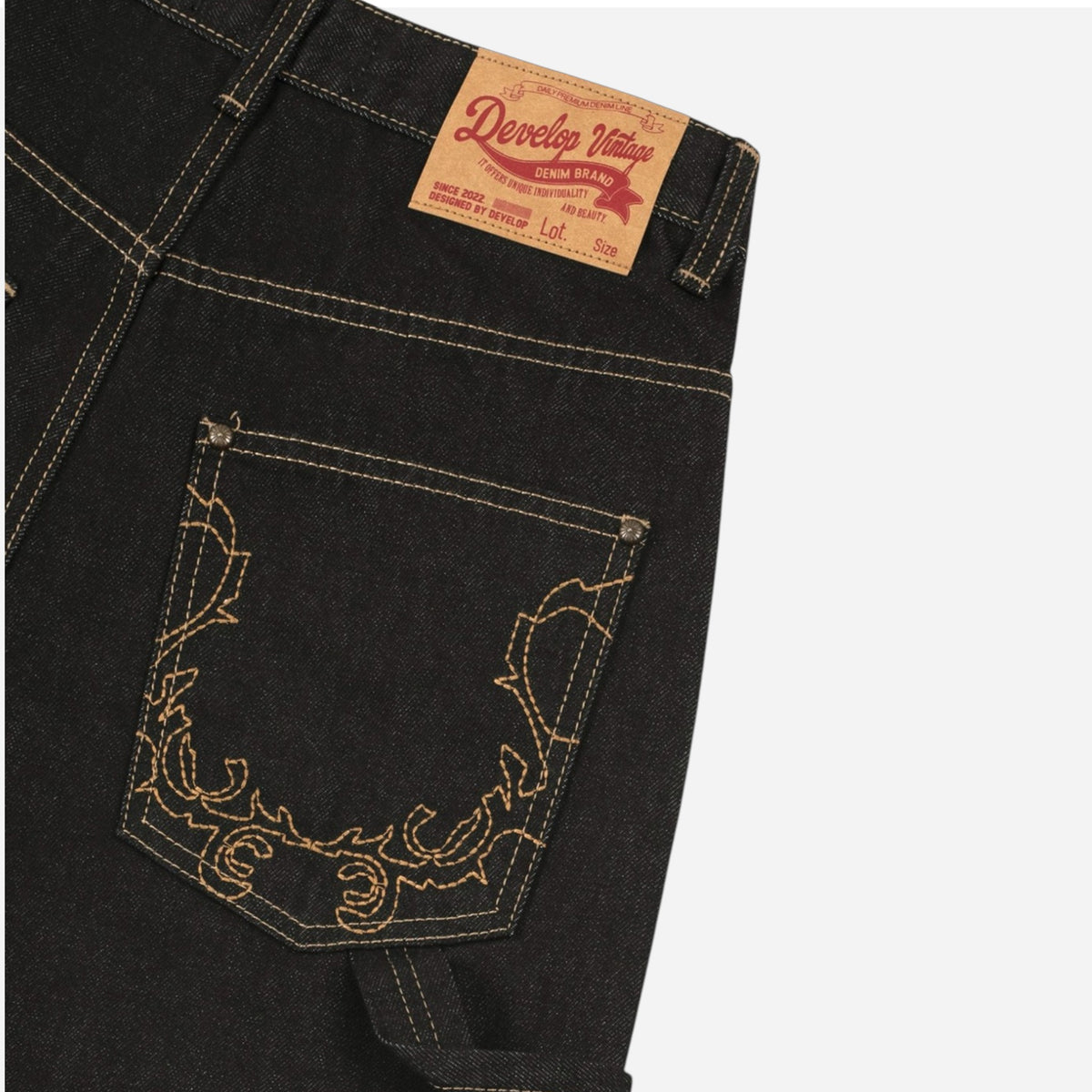 Develop Korea Golden Jeans Black
