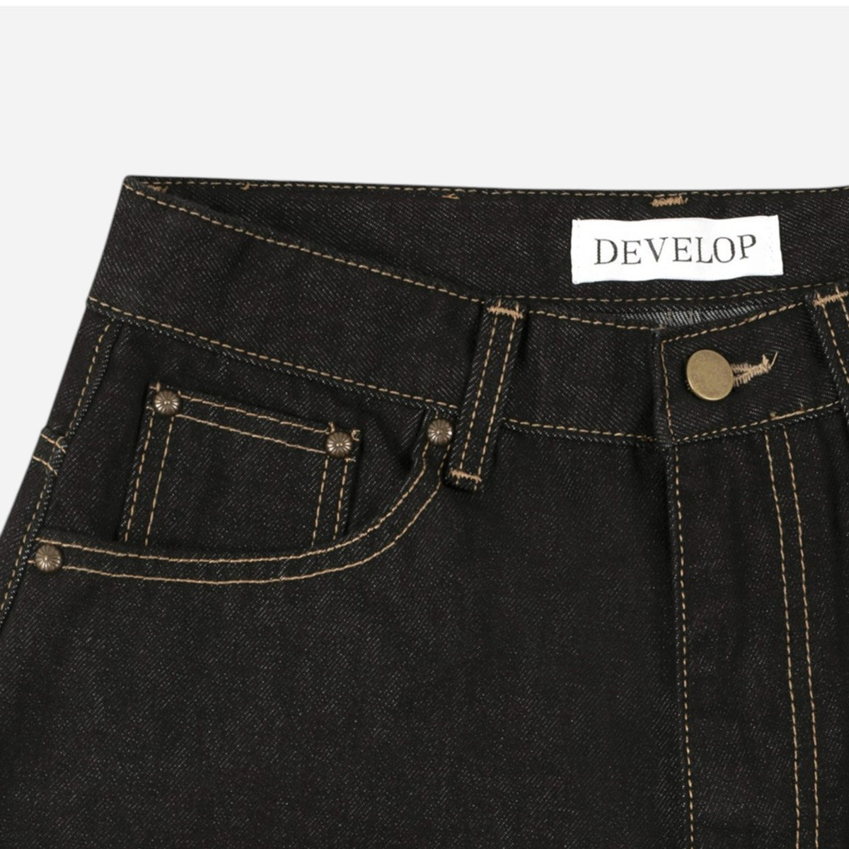 Develop Korea Golden Jeans Black