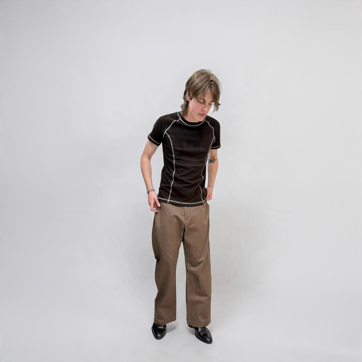 By Attention Quicksilver Top Brown | ODD EVEN