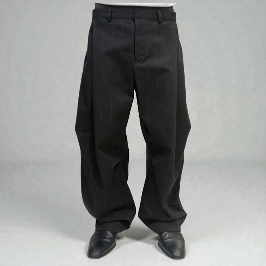 Senne Investment Pinstripe Pants Black/Grey | ODD EVEN 