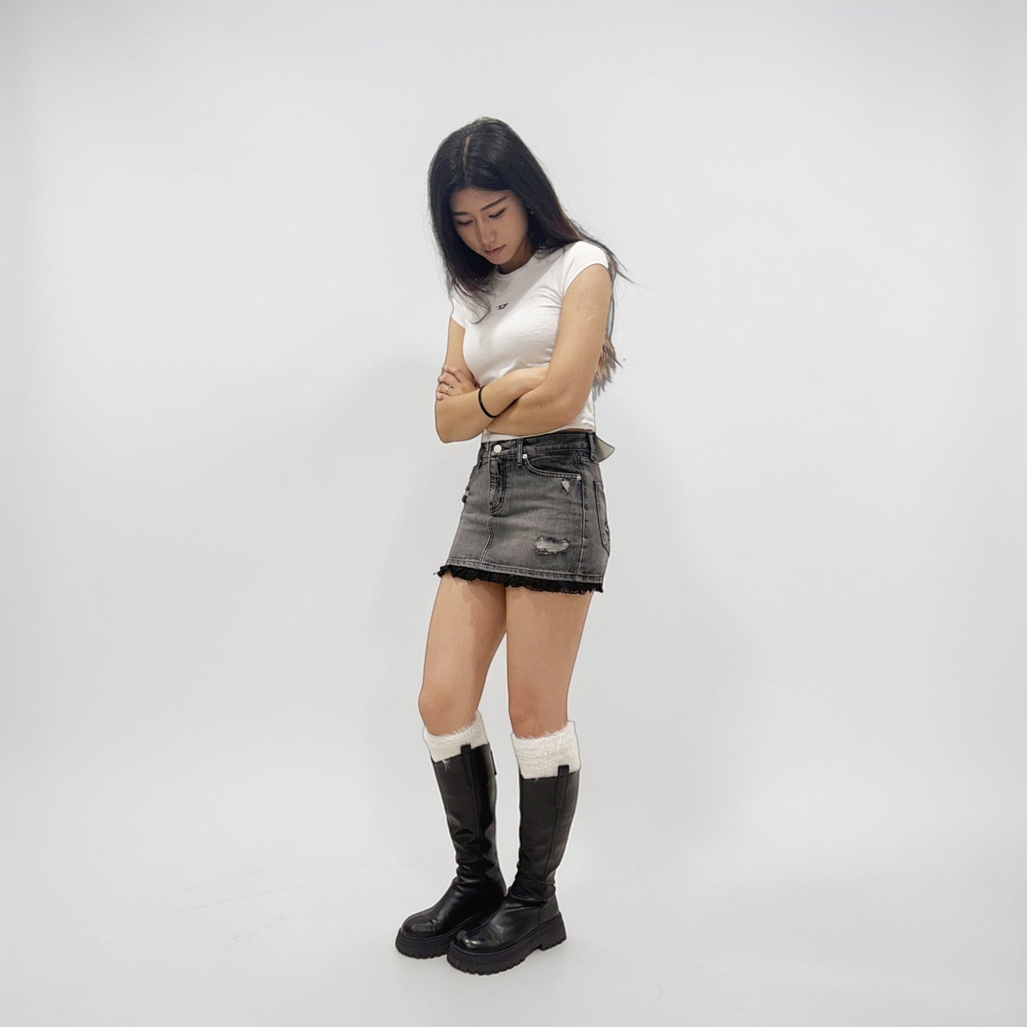 Develop Korea Atlanta Mini Skirt Black | ODD EVEN