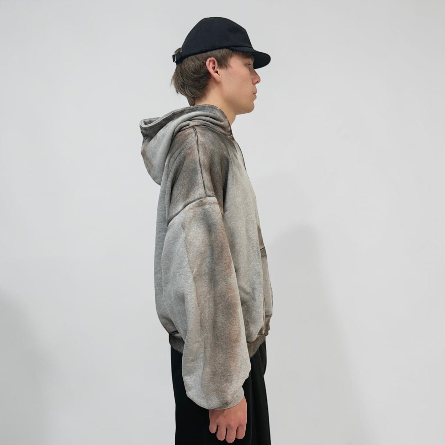 By Attention Paint Wash Zip-Up Grey | ODD EVEN