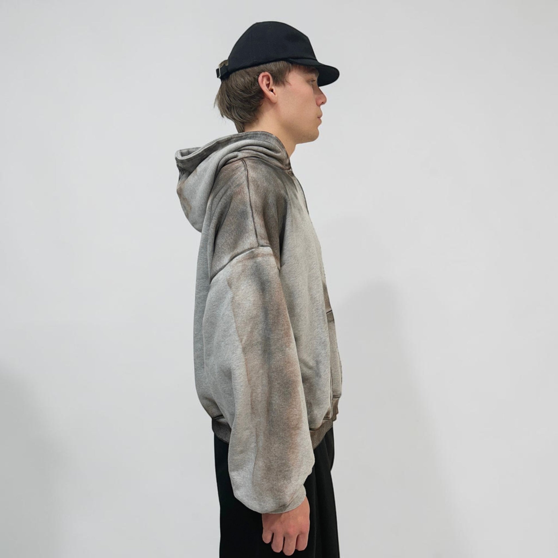 By Attention Paint Wash Zip-Up Grey | ODD EVEN