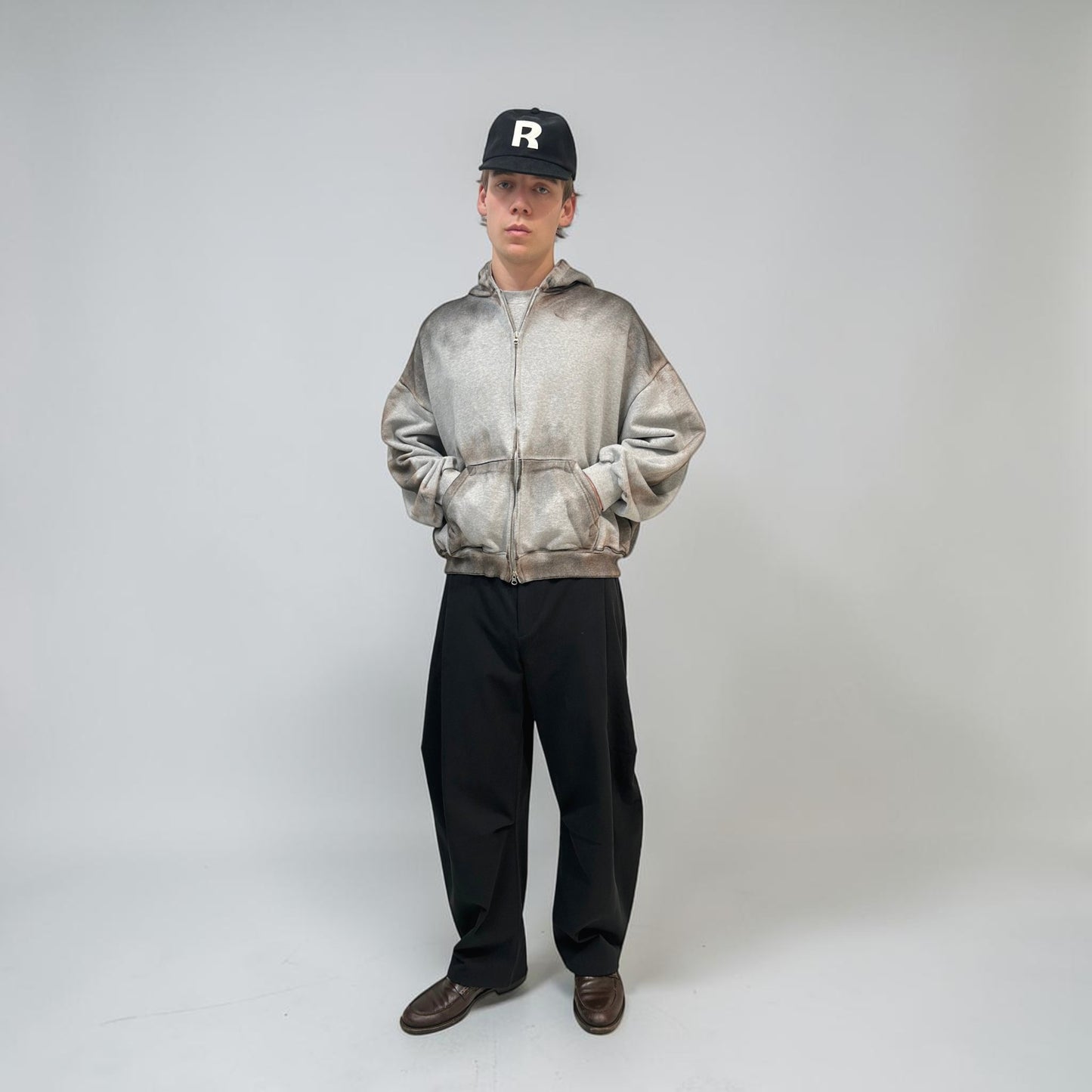 By Attention Paint Wash Zip-Up Grey | ODD EVEN