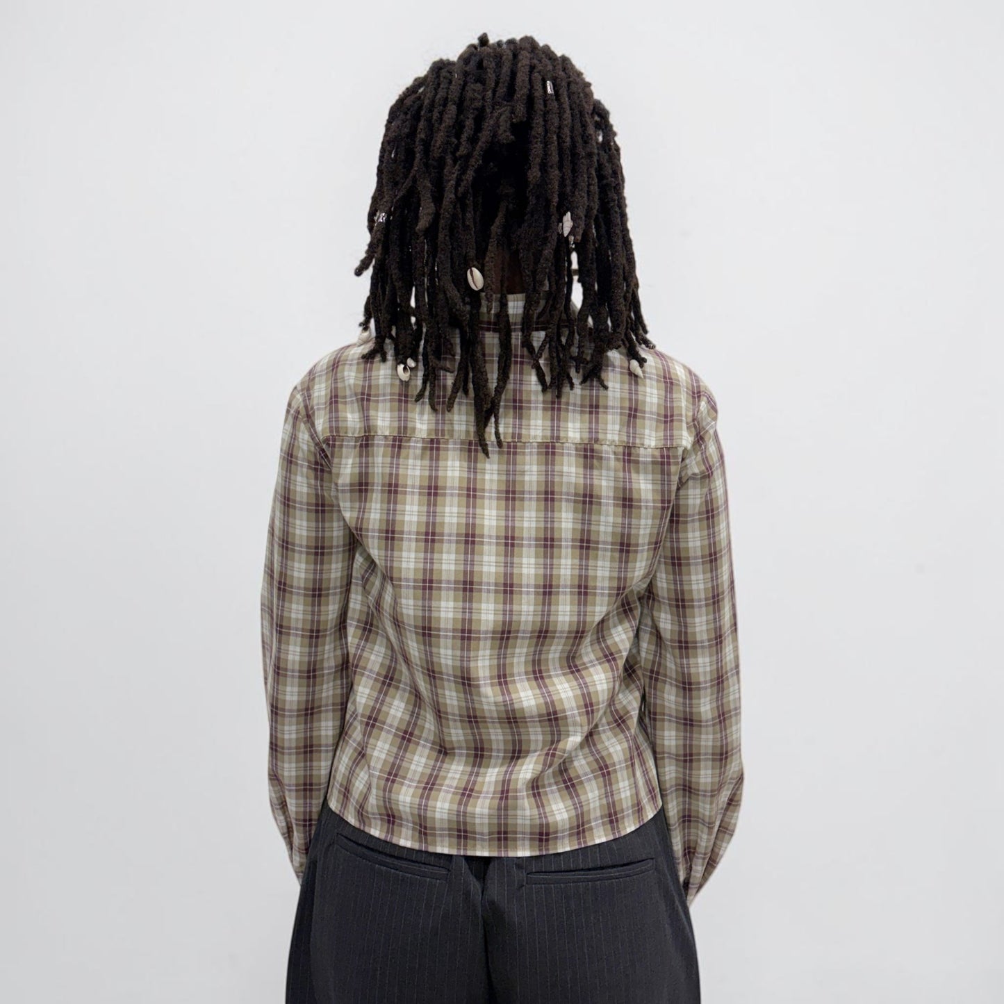 Askhaki Seoul Ribbons Shirt Tan/Burgundy | ODD EVEN