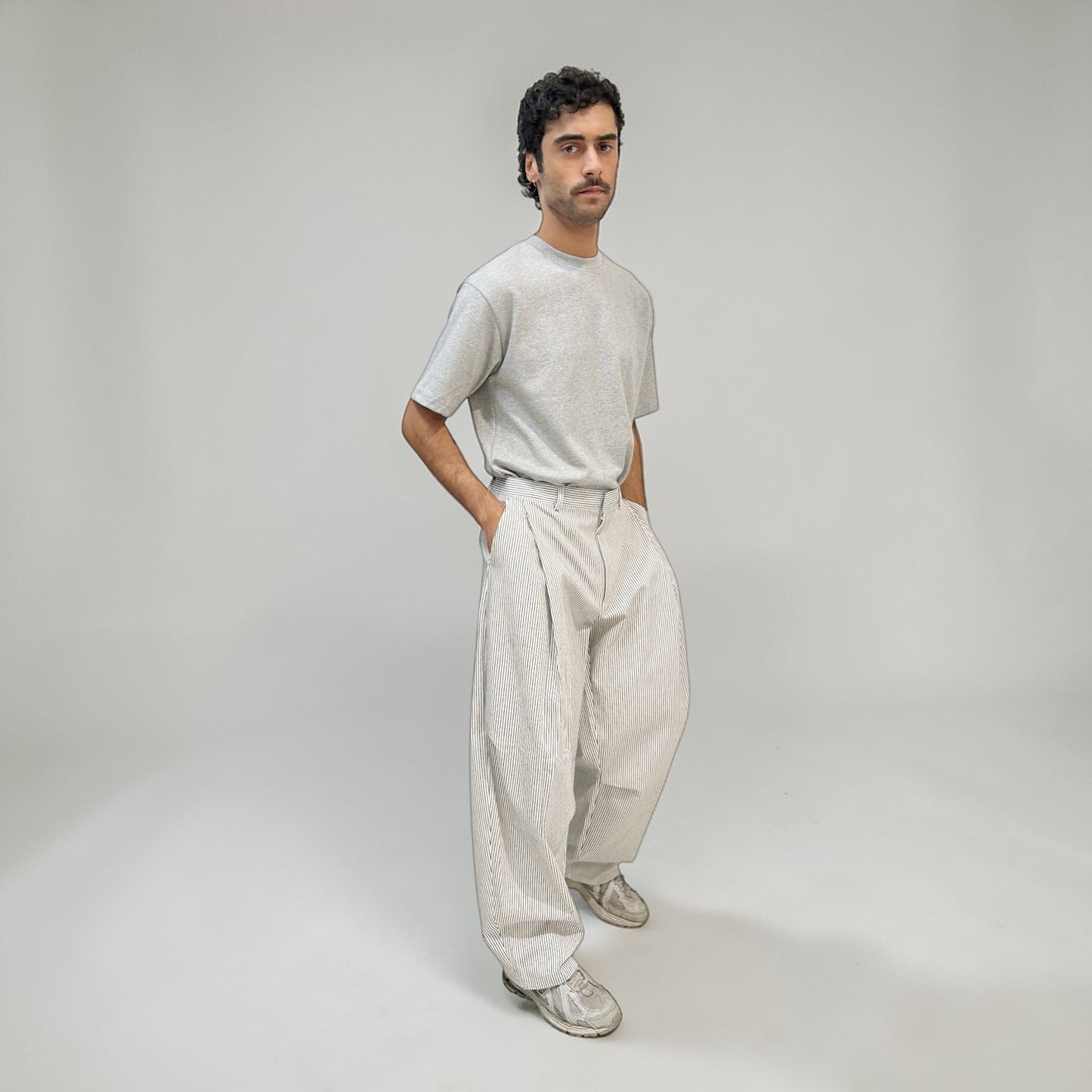 Senne Construction Pinstripe Pants White | ODD EVEN