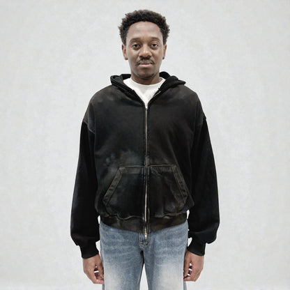 By Attention Paint Wash Black Zip-Up | ODD EVEN