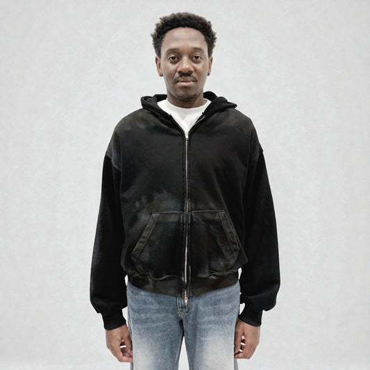 By Attention Paint Wash Black Zip-Up | ODD EVEN