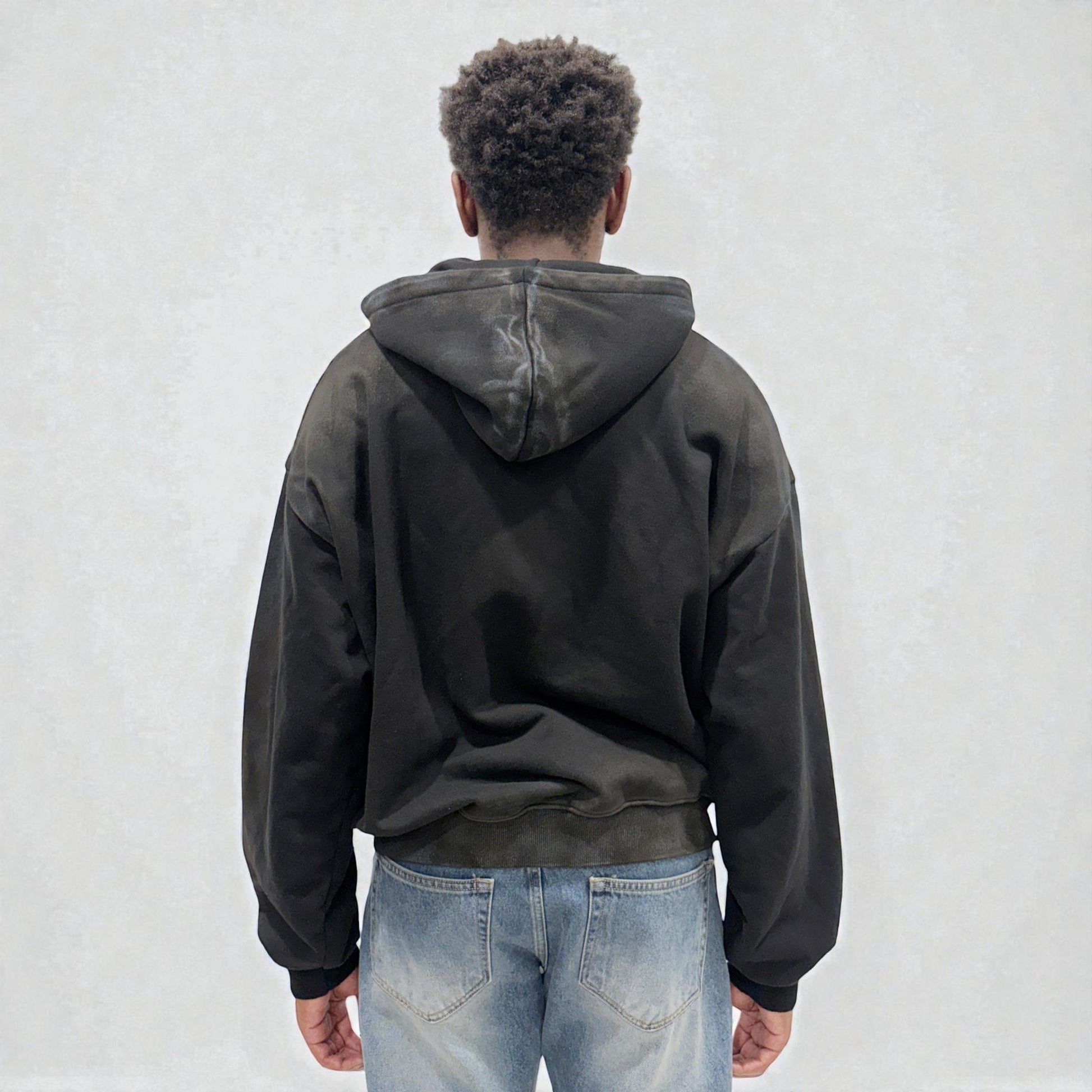 By Attention Paint Wash Black Zip-Up | ODD EVEN