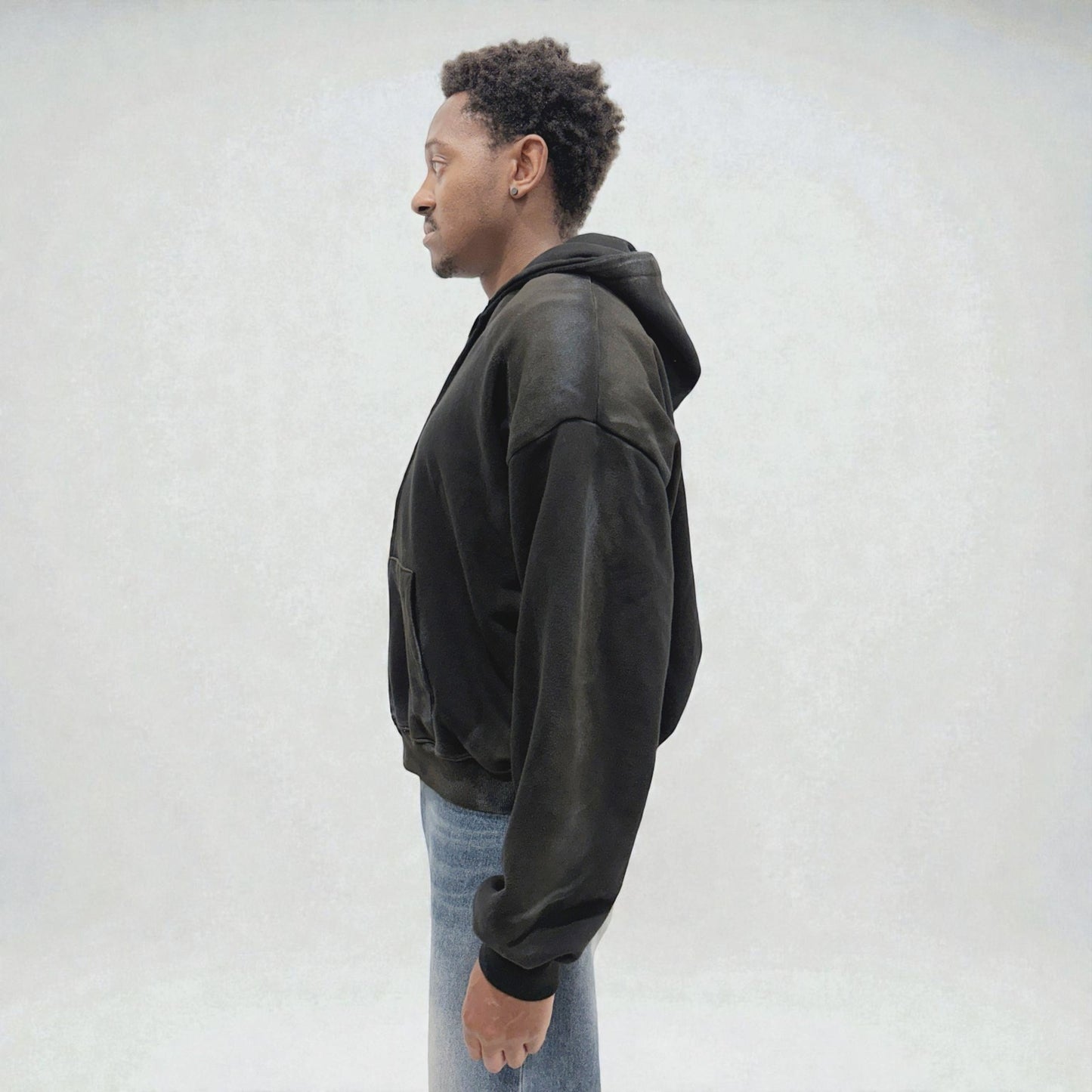 By Attention Paint Wash Black Zip-Up | ODD EVEN