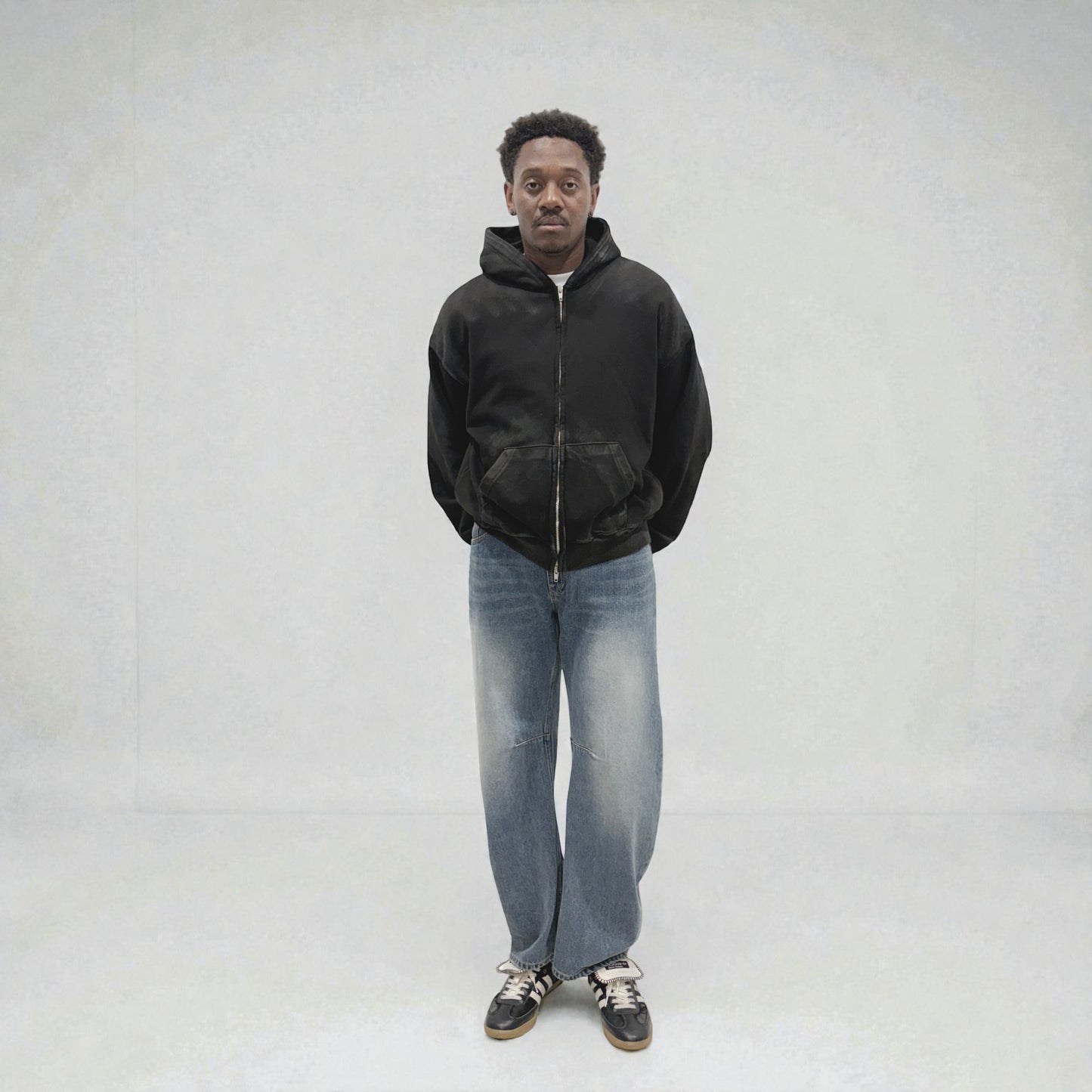 By Attention Paint Wash Black Zip-Up | ODD EVEN