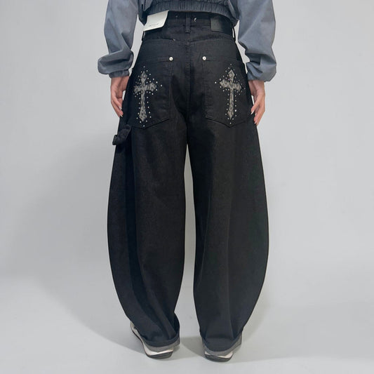 Develop Korea Gothic Cross Jeans Black | ODD EVEN