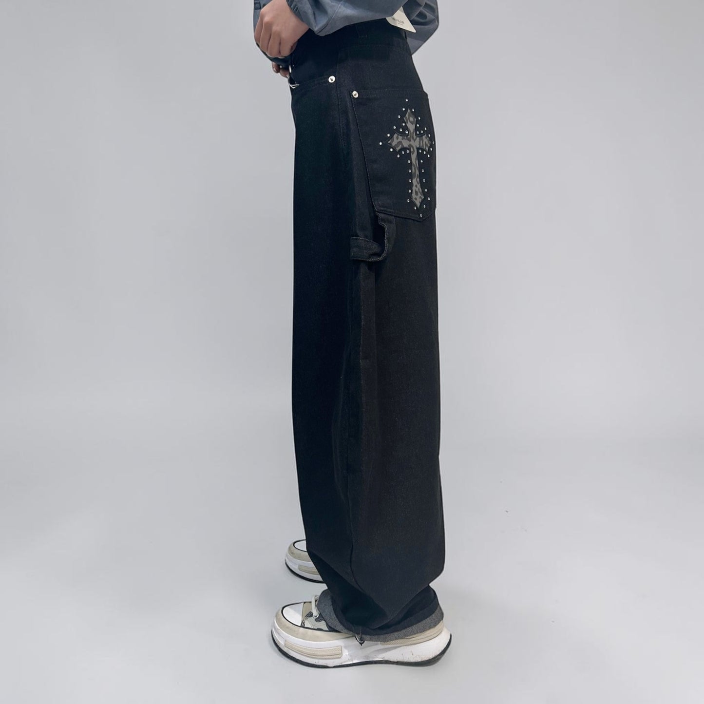 Develop Korea Gothic Cross Jeans Black | ODD EVEN