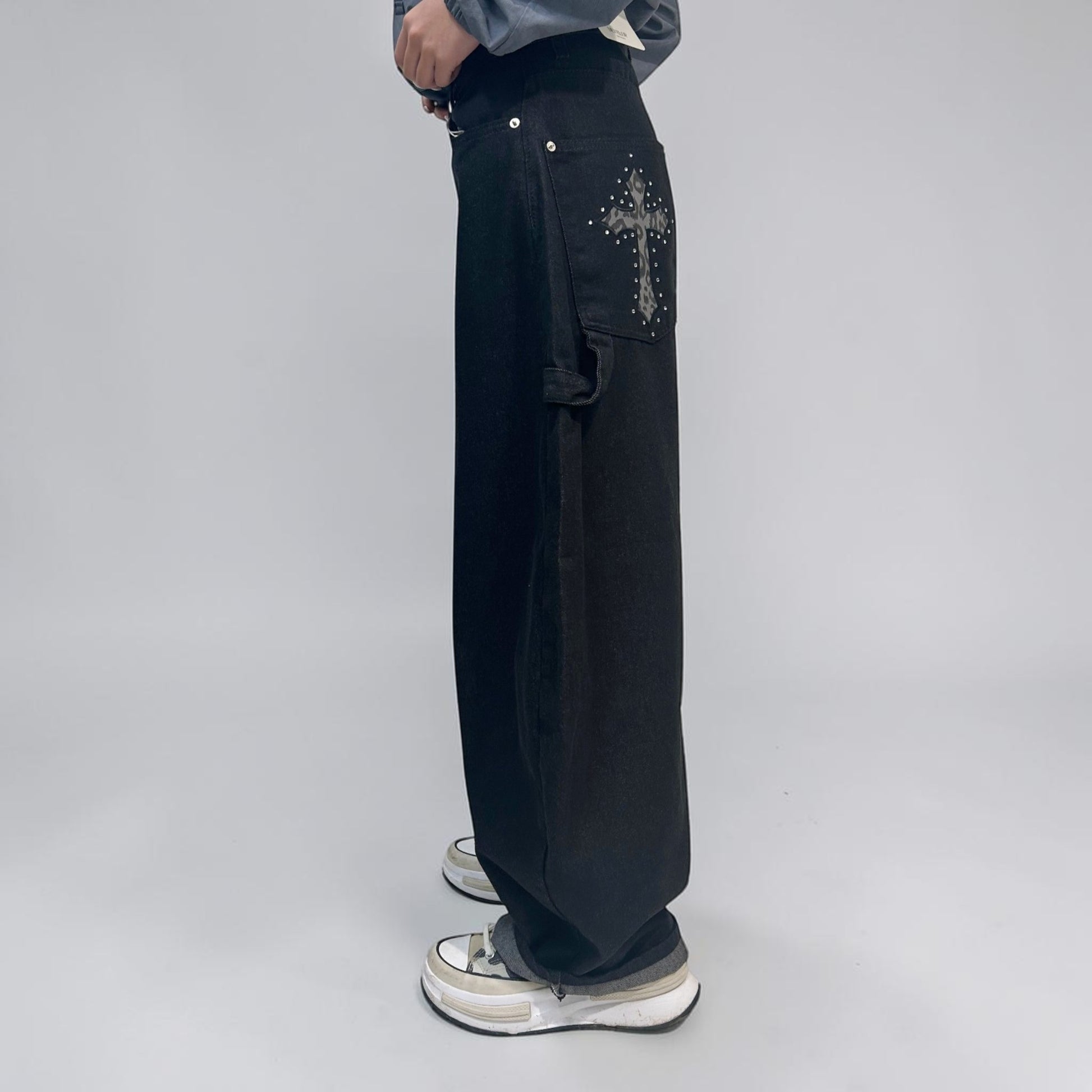 Develop Korea Gothic Cross Jeans Black | ODD EVEN