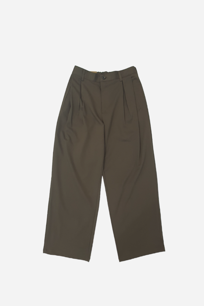 Margaret 2-tuck Wide leg Pants Dark Olive | ODD EVEN