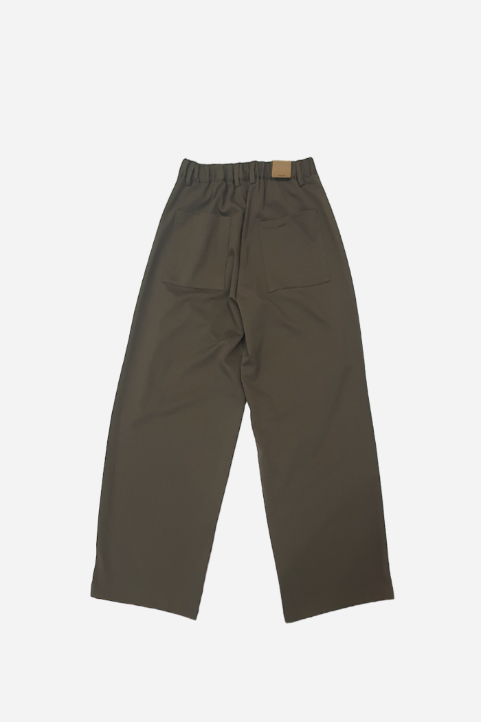 Margaret 2-tuck Wide leg Pants Dark Olive | ODD EVEN