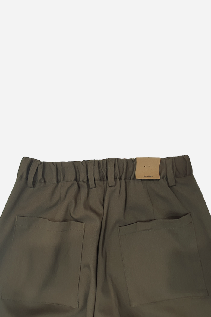 Margaret 2-tuck Wide leg Pants Dark Olive | ODD EVEN