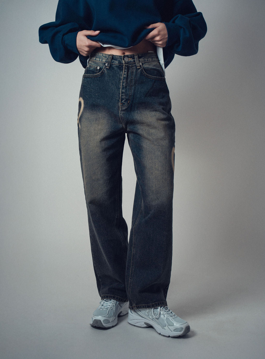 Develop Korea Hearts Collide Jeans Navy | ODD EVEN
