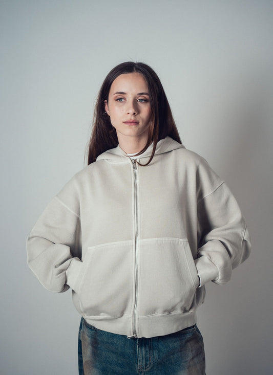 Invis-Able Athletic Zip Hoodie Beige | ODD EVEN