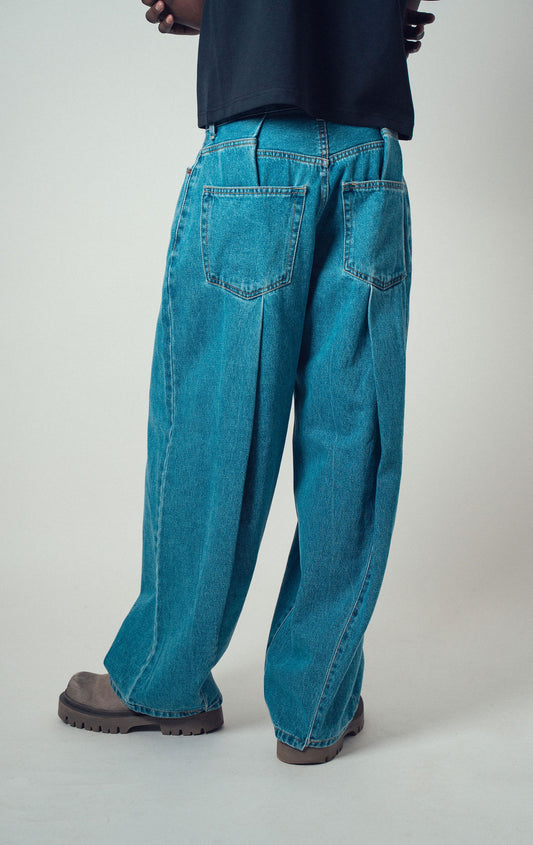 Howell Pleat Balloon Jeans Bluee | ODD EVEN