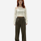 Margaret 2-Tuck Wide Leg Pants Brown | ODD EVEN