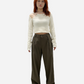 Margaret 2-Tuck Wide Leg Pants Dark Olive | ODD EVEN