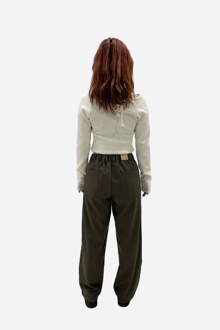 Margaret 2-Tuck Wide Leg Pants Brown | ODD EVEN