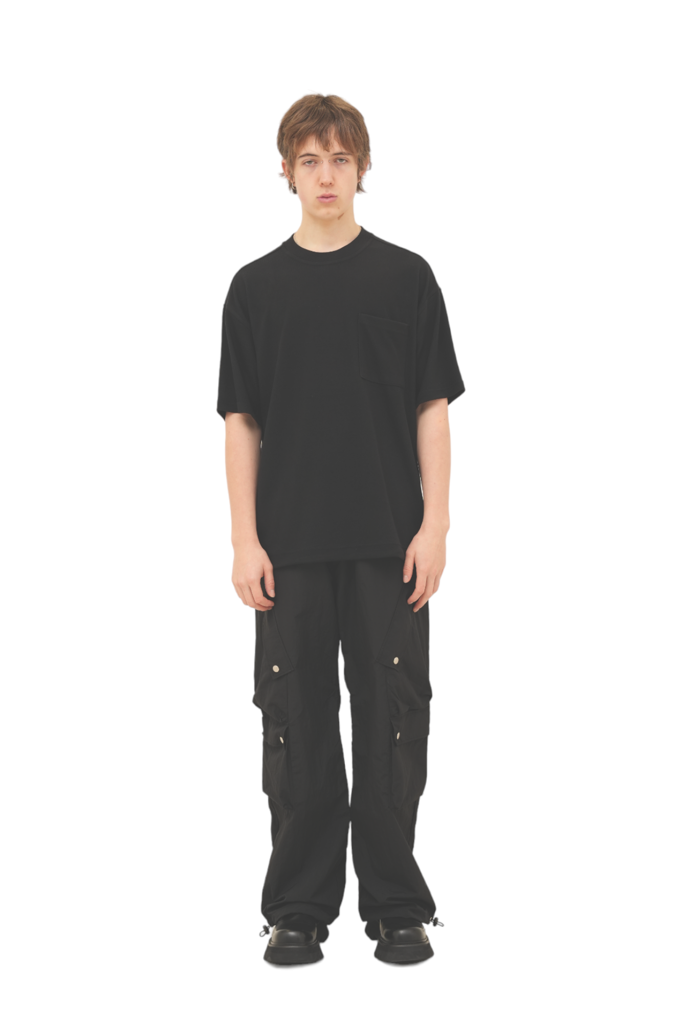 Game Snap Button Detail Cargo Pants Black