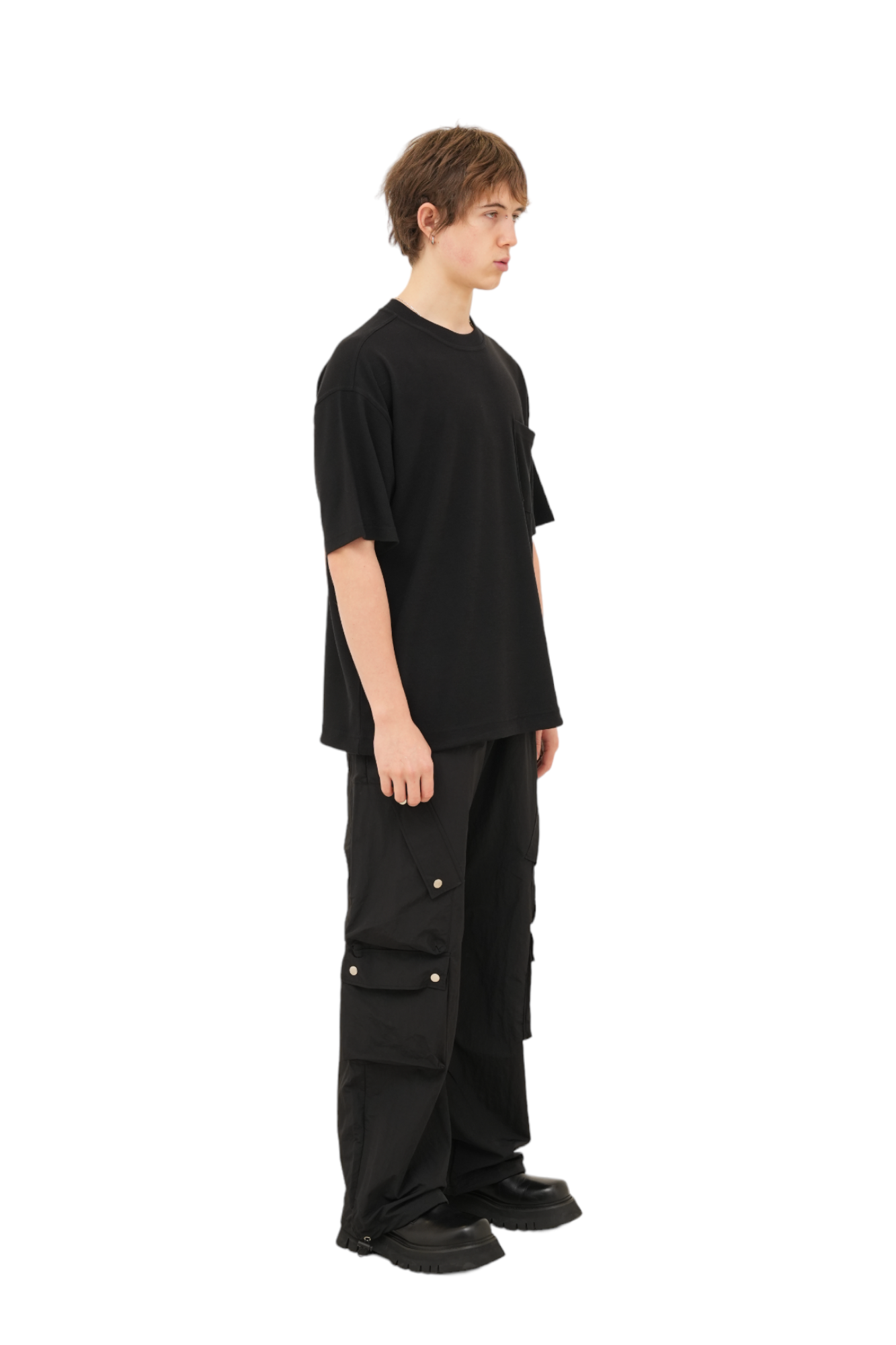 Game Snap Button Detail Cargo Pants Black