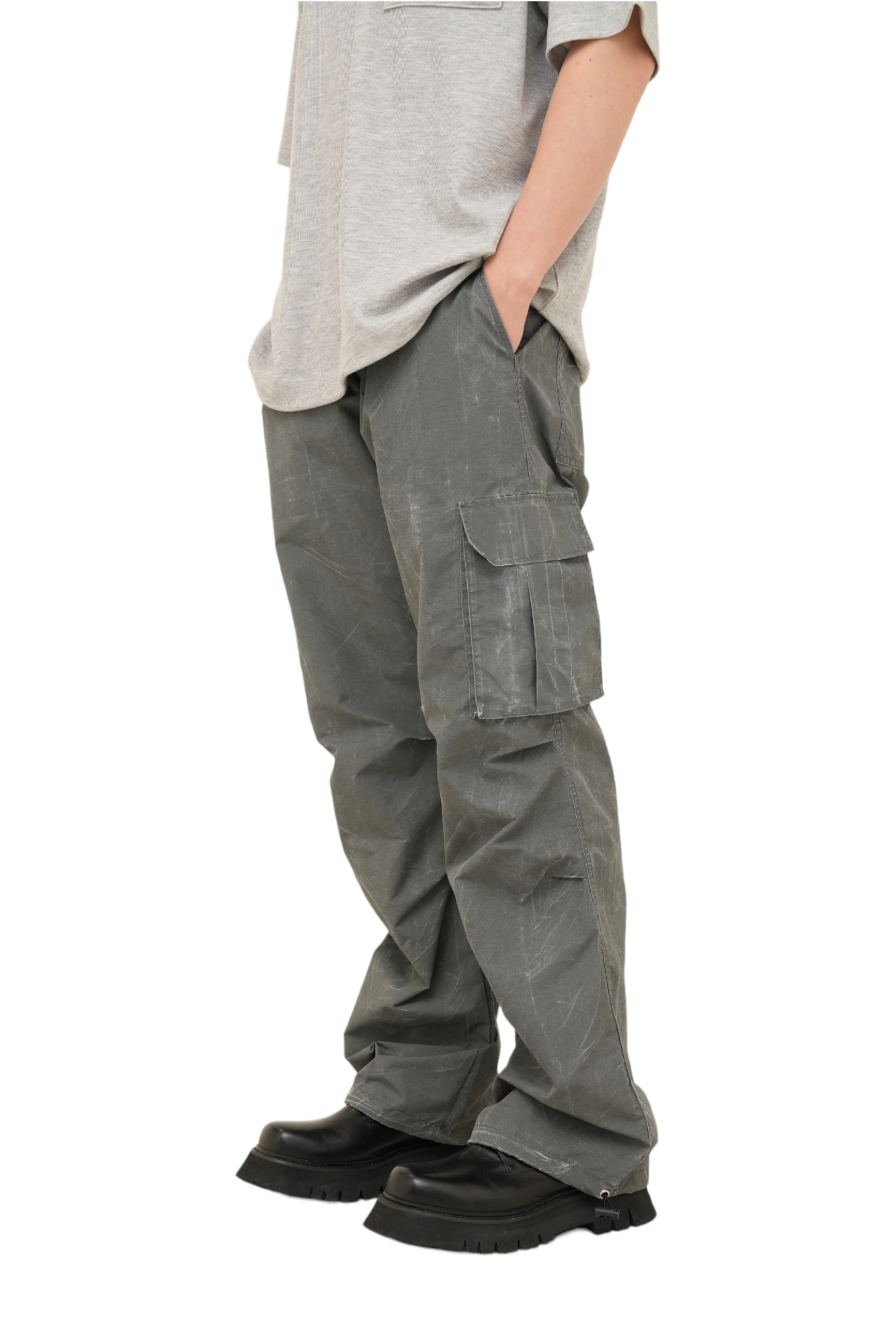 Game Washed Detail Cargo Pants Grey